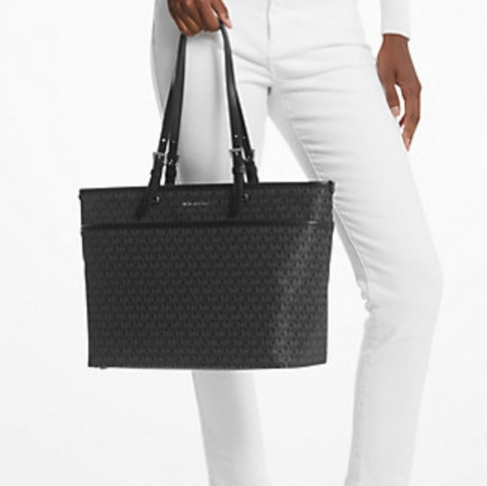 Michael Kors Large Logo Pocket Tote Bag Leather